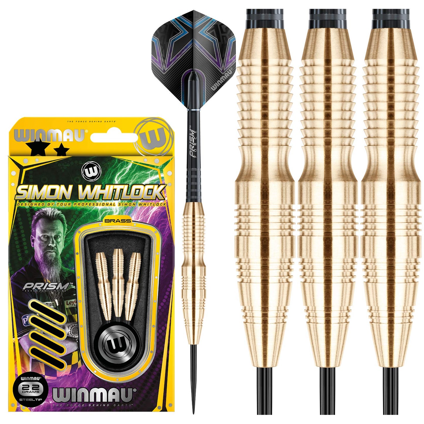 WINMAU Brass Simon Whitlock Alloy Steel Tip Darts Set 22g Or 24g