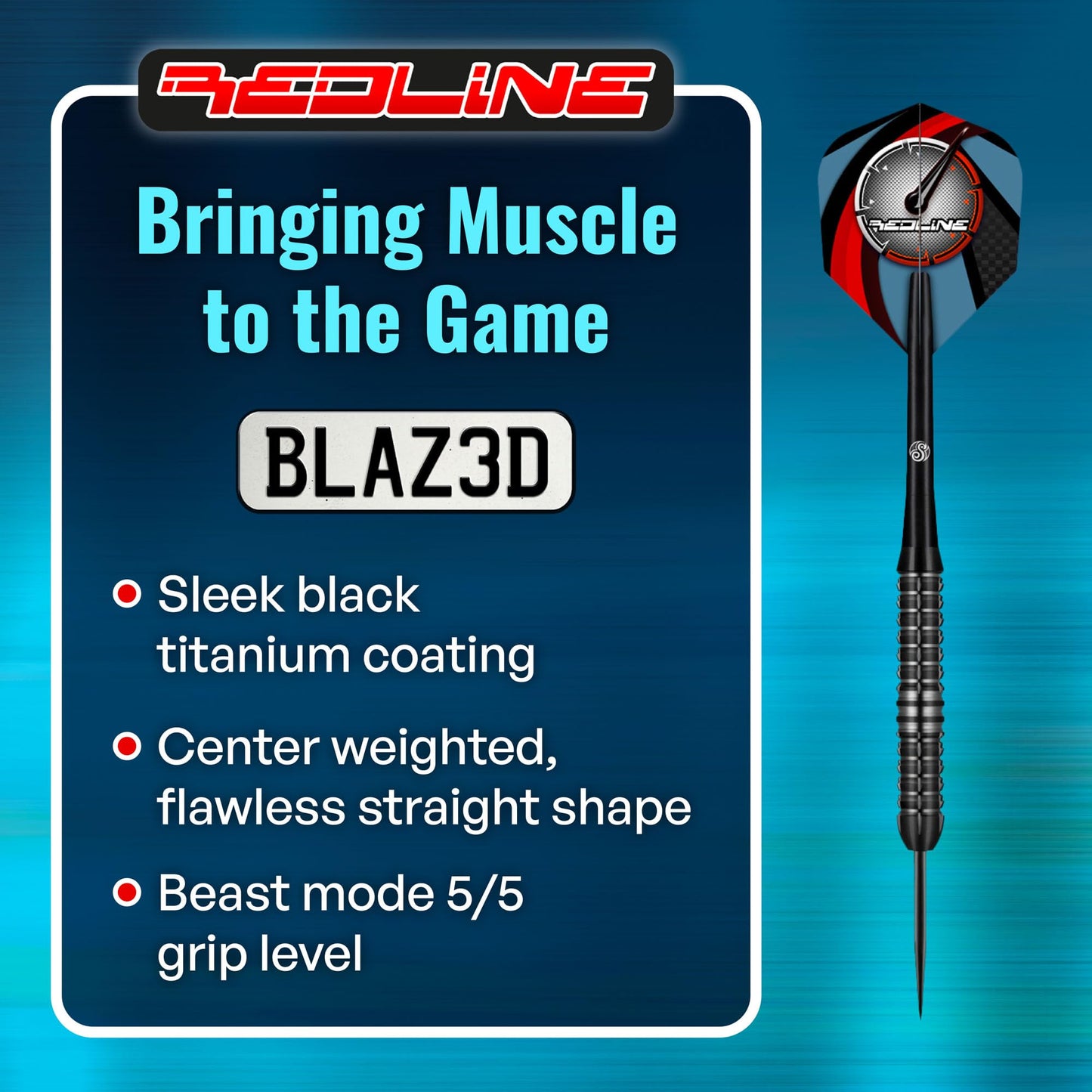 Shot! Darts Redline BLAZ3D Steel Tip Dart Set Front Weighted 80% Tungsten Barrels