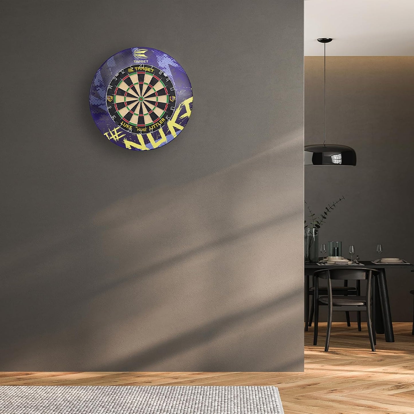Target Darts Luke Littler Dartboard Surround | The Nuke Dart Board Protector Ring, Compatible with all Steel Tip Dartboards, Purple & Yellow Dart Surrounds, Easy Install Wall Protection Outer Rings