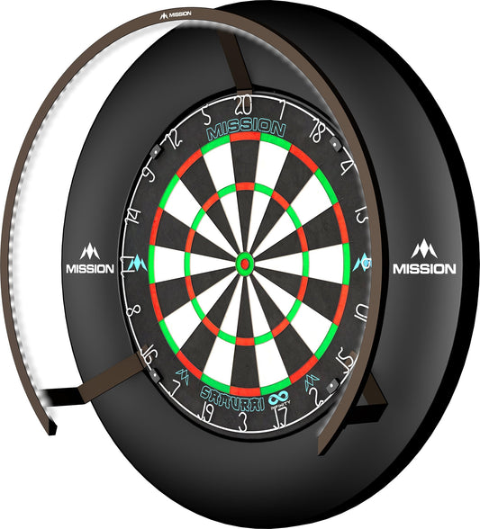 Mission Darts Torus 270 | Dart Board LED Lighting System with Easy Access to Dartboard Area for Unrestricted Play, Sand Blasted Black, Red, Blue, Green, Purple, Bronze and Silver Colours
