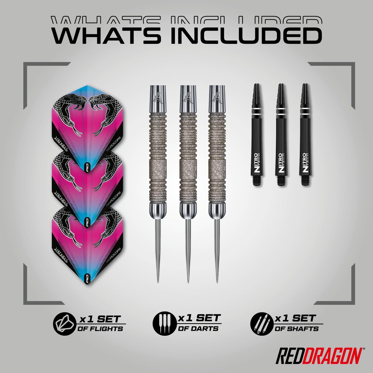 RED DRAGON Peter Wright Snakebite Euro 11 Element: 20g or 24g Tungsten Darts Set with Flights and Stems