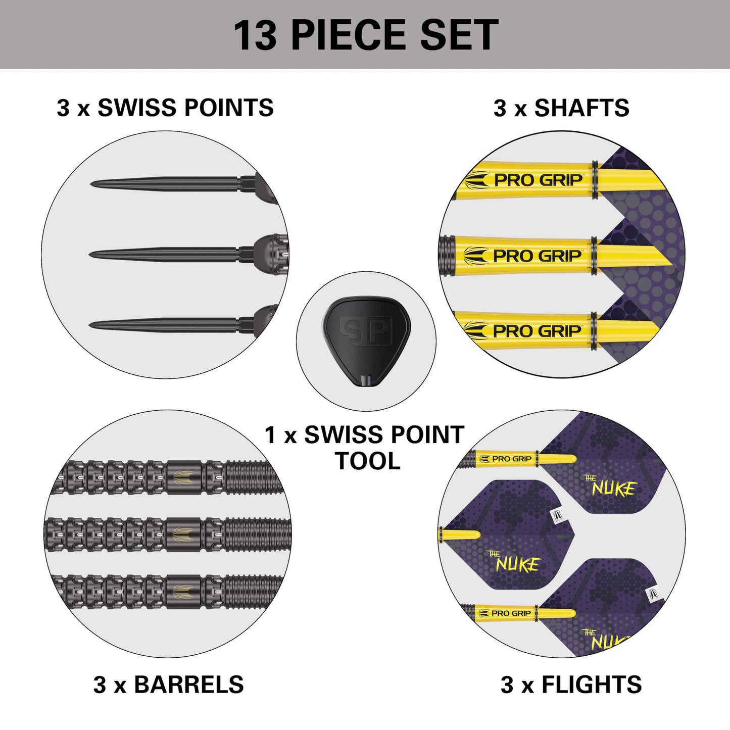 TARGET Darts Luke Littler G1 Steel Tip Swiss Point Darts, 90% Tungsten Dart, 22G/23G/24G | Generation 1 Steel Tip Dart, Player Edition Swiss Points Dart Sets with Tool, Pro Grip Shafts & No.2 Flights
