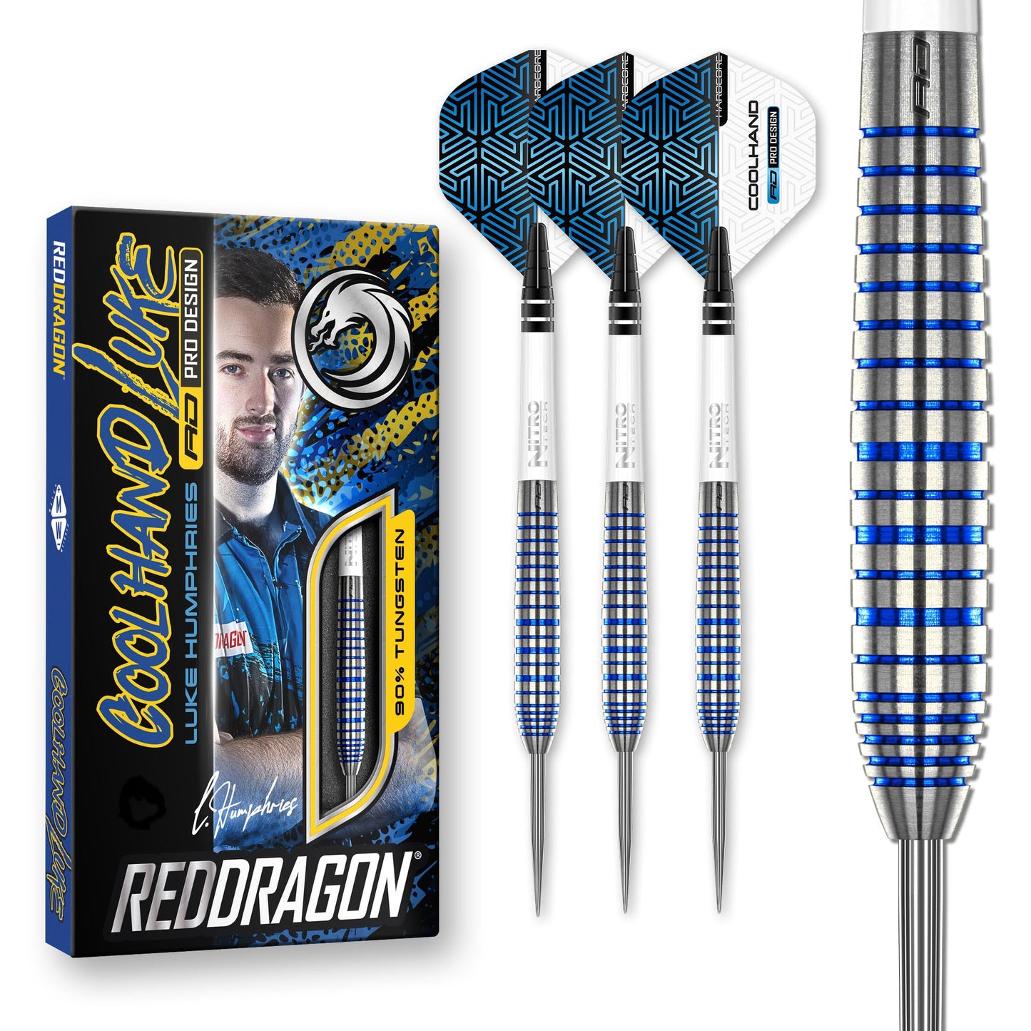 RED DRAGON Luke Humphries TX Series Premium Tungsten Darts Set with Flights and Stems