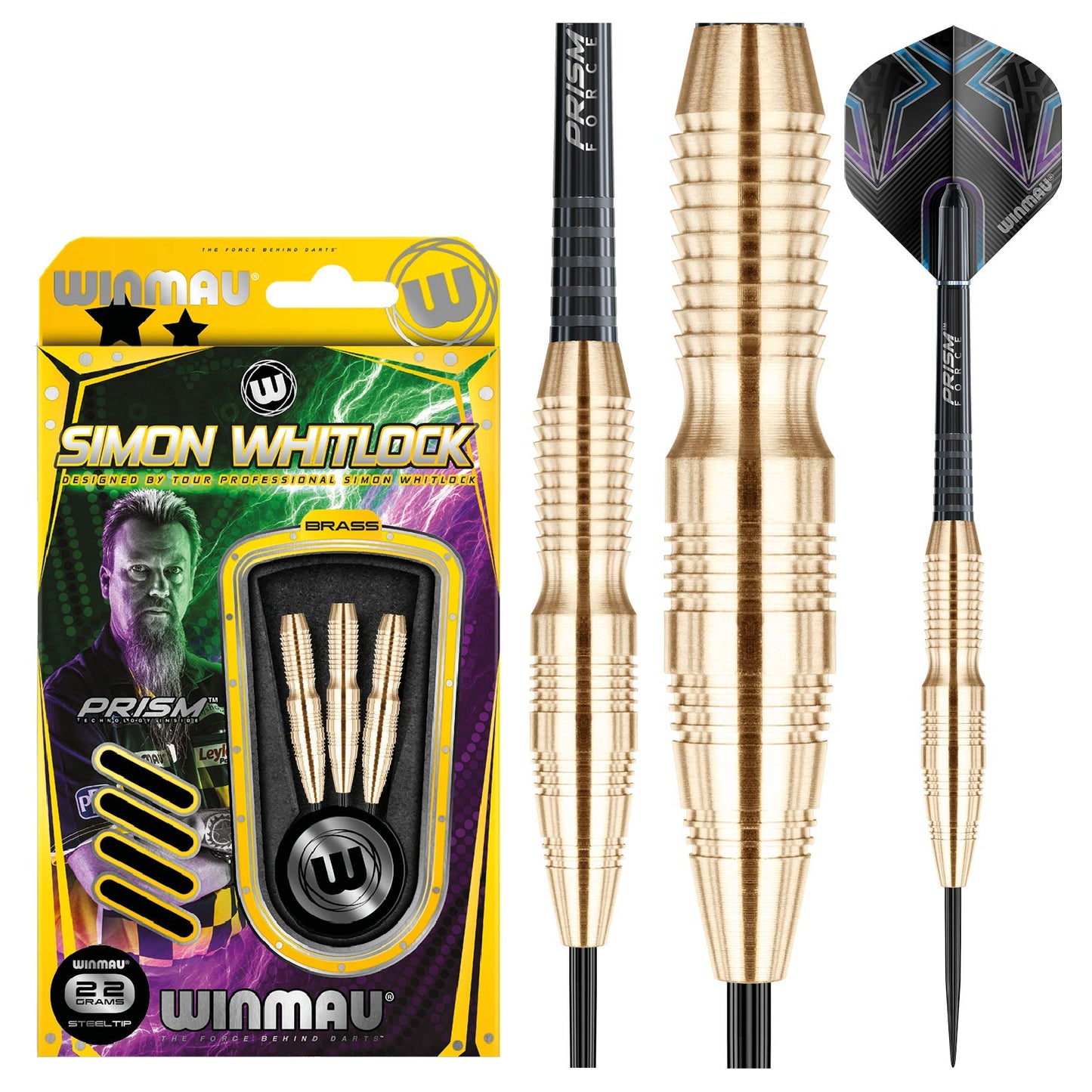 WINMAU Brass Simon Whitlock Alloy Steel Tip Darts Set 22g Or 24g