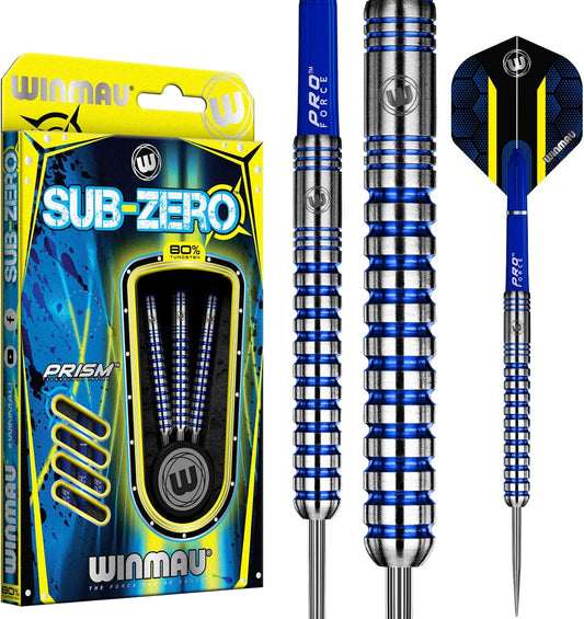 WINMAU Darts Sub-Zero 24g Professional Steeltip Tungsten Darts Set with Flights and Shafts (Dart Stems)