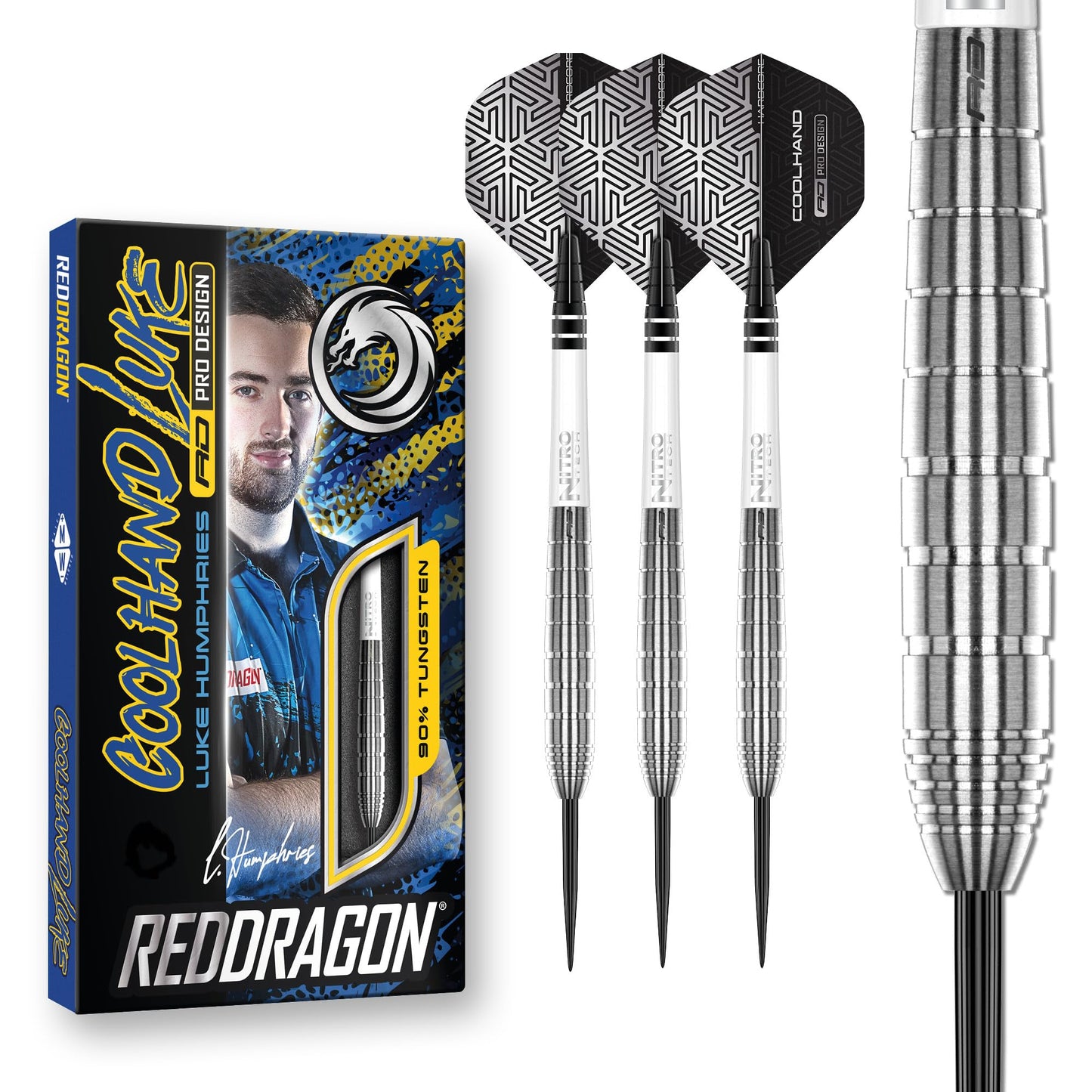 RED DRAGON Luke Humphries TX Series Premium Tungsten Darts Set with Flights and Stems