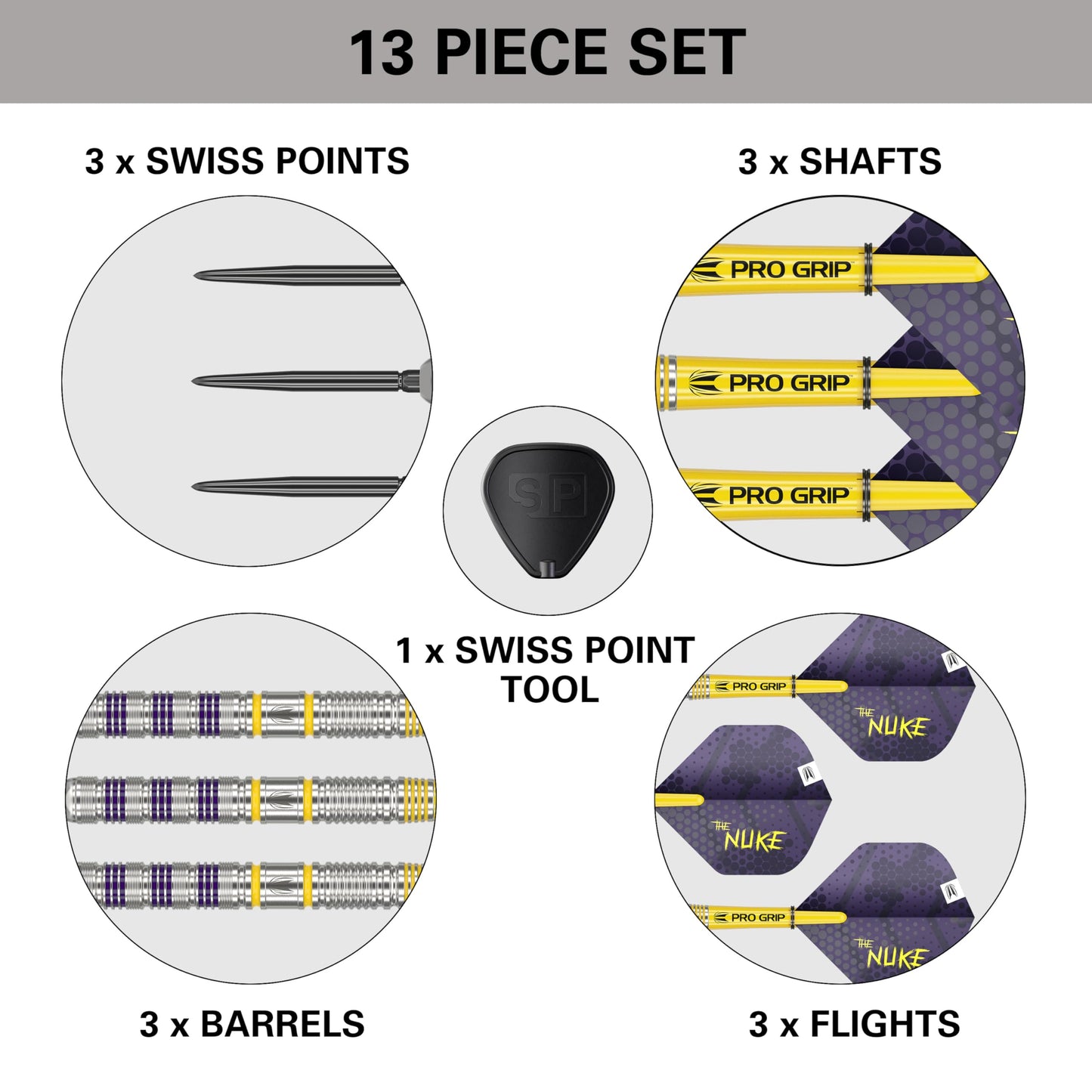 TARGET Darts Luke Littler Loadout 90% Tungsten Steel Tip Darts Set – Steel Tip Dart, The Nuke Player Edition Dart Set, Swiss Point Darts, SP Tool Included