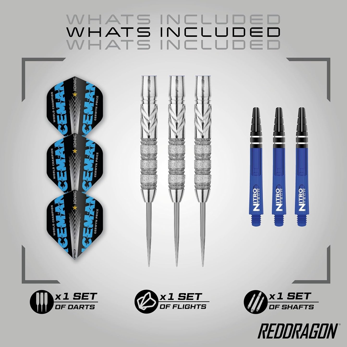 Gerwyn Price Iceman Element 24g Tungsten Darts Set with Flights and Stems