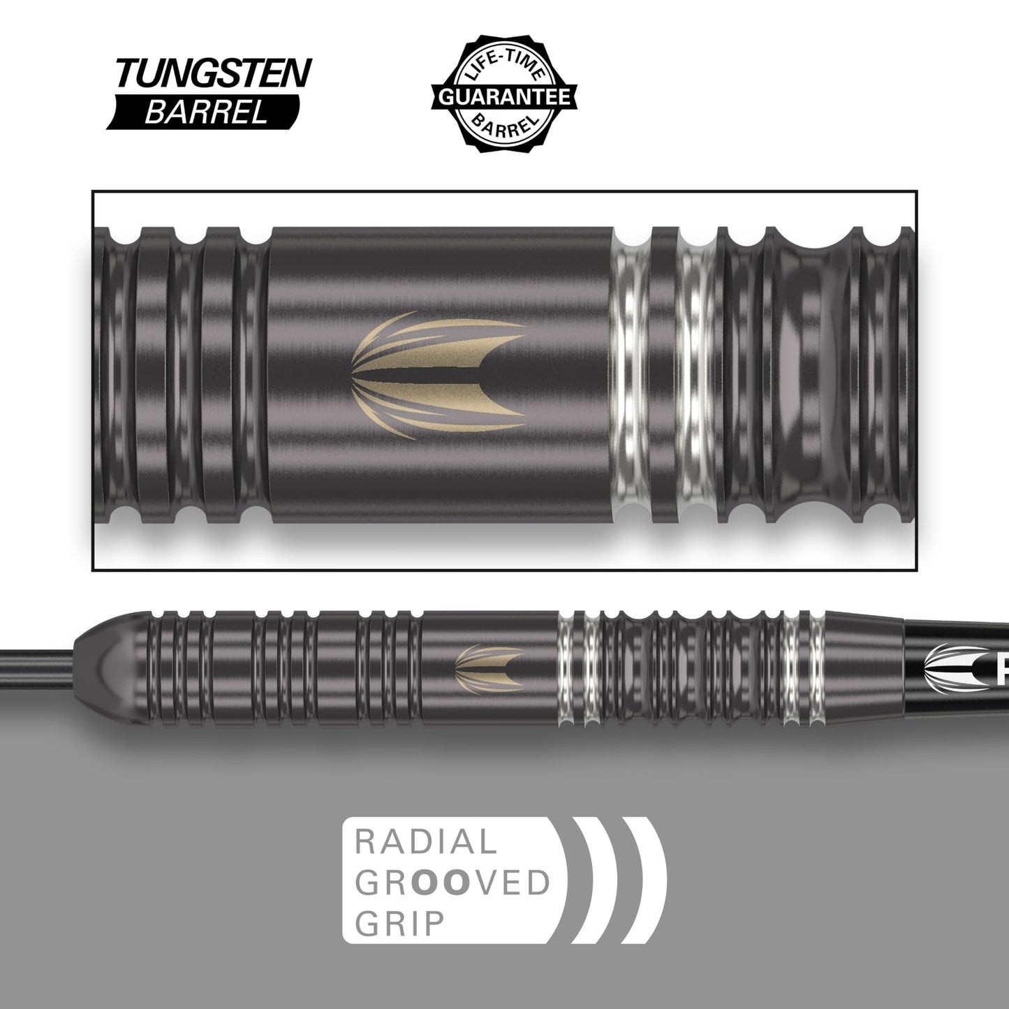 TARGET Darts Ares 22G/23G/24G Tungsten Steel Tip Darts Set | 6 Pro Grip Shafts | 9 Pro Ultra Flights | Dart Wallet Bundle
