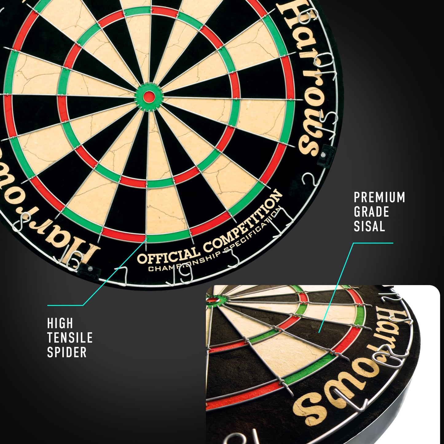 Harrows Dart Boards I Dartboard Official Size I Darts Board with Ultra Thin Knife Wire for Maximum Scoring I Compatible with Dart Board Stand, Dart Board Lighting, Dartboard Cabinet