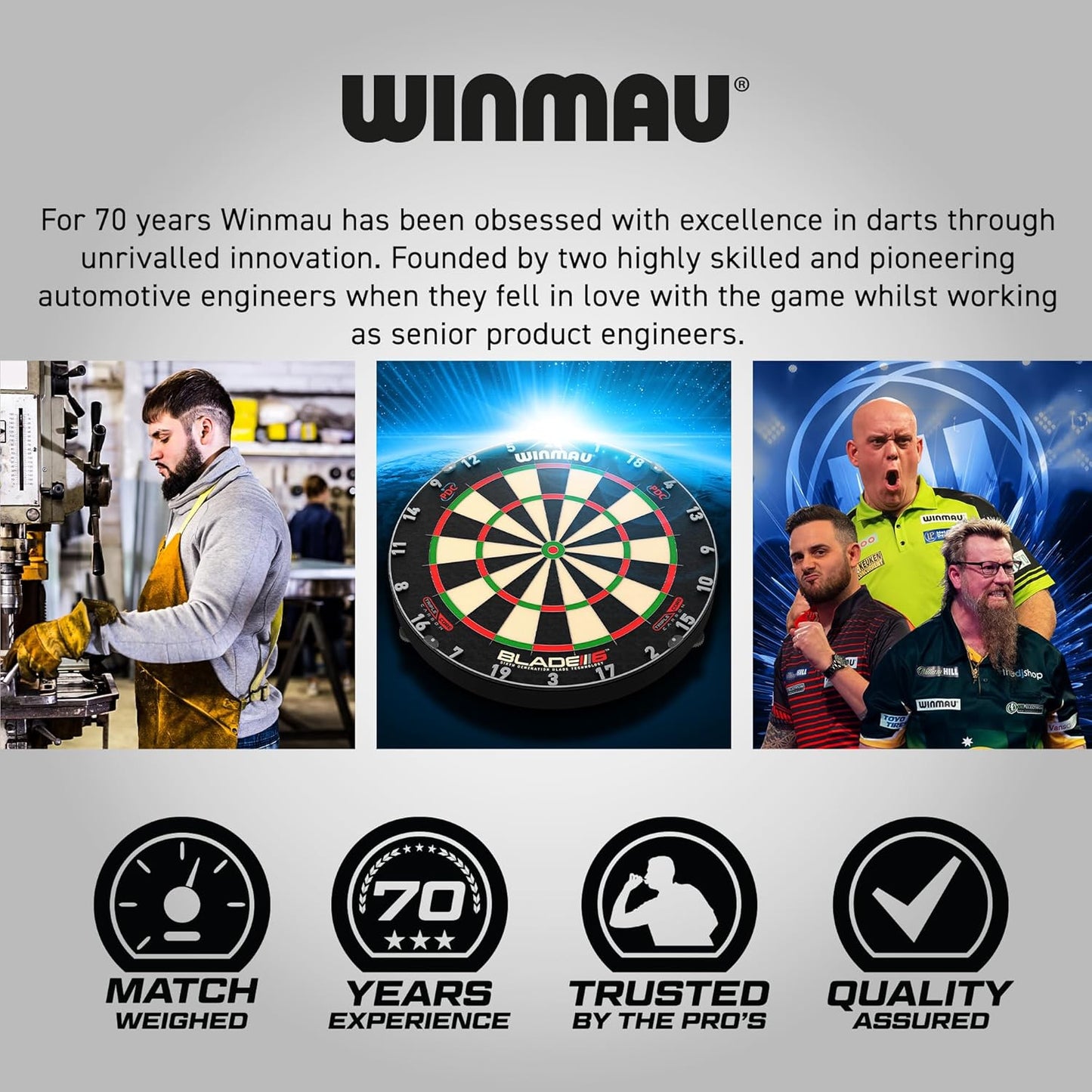 WINMAU Darts Blade 6 Triple Core Carbon Professional PDC Dartboard with Official tournament specifications | Endorsed by the PDC