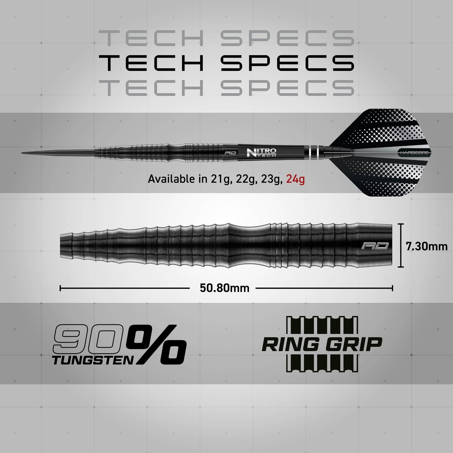 RED DRAGON Razor Edge Extreme Professional Tungsten Darts Set with Flights and Stems