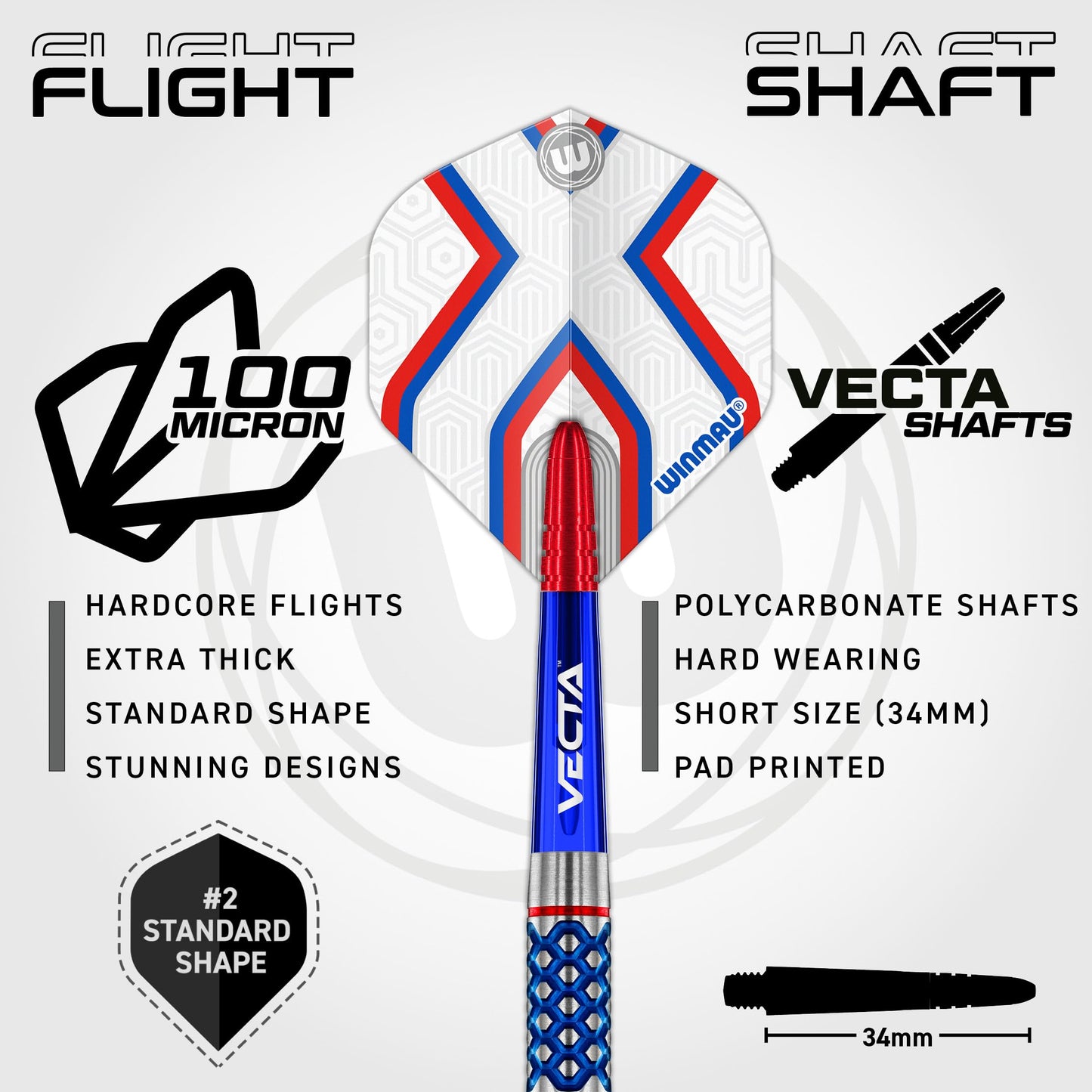 WINMAU Darts Epix Series 90% Professional Tungsten Darts Set with Dart Flights and Dart Shafts (Stems) - Available weights 18g Soft Tip 22g and 24g Steel Tip