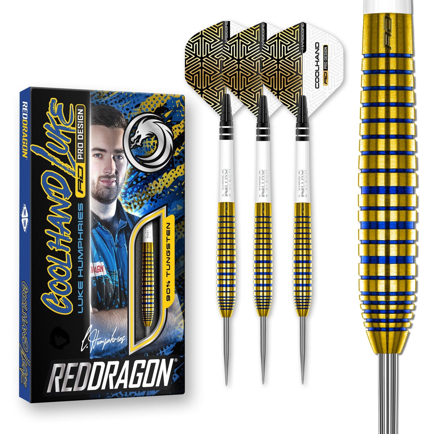 RED DRAGON Luke Humphries TX Series Premium Tungsten Darts Set with Flights and Stems