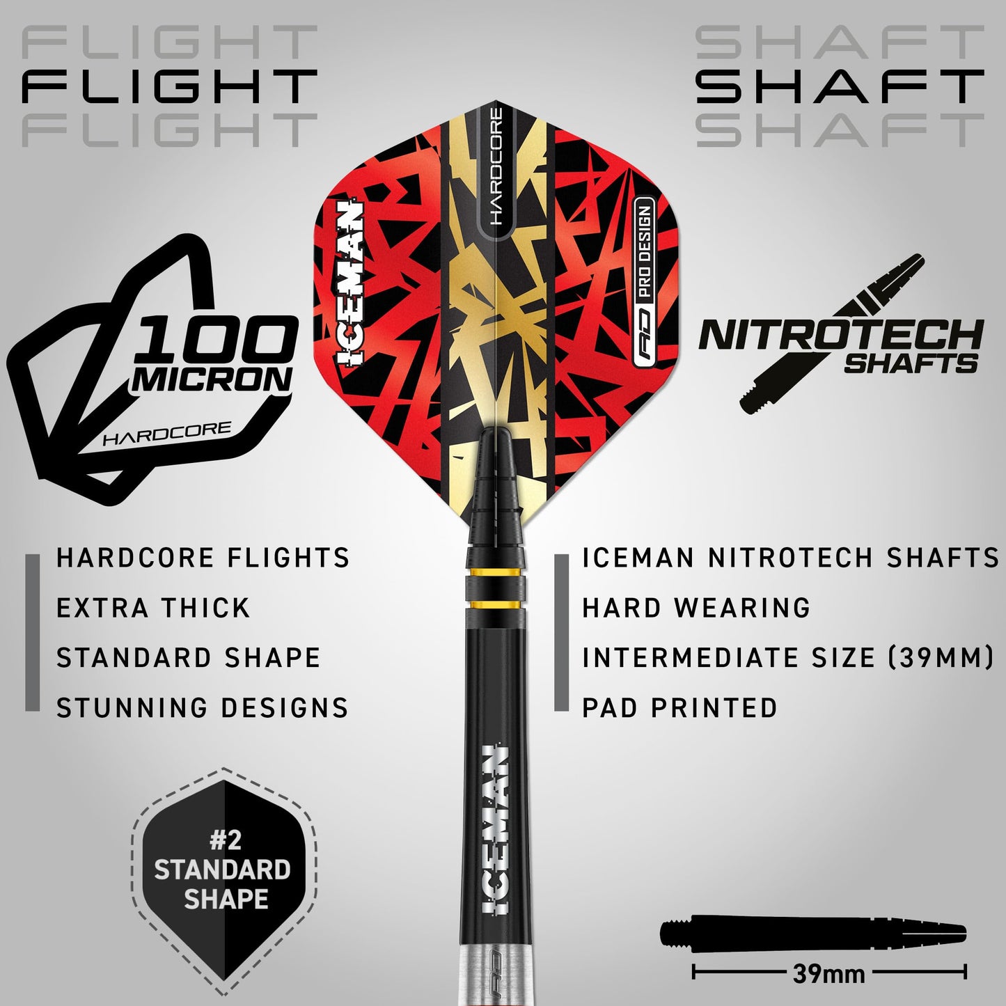 RED DRAGON Gerwyn Price Iceman Firebird Premium Tungsten Darts Set with Flights and Stems