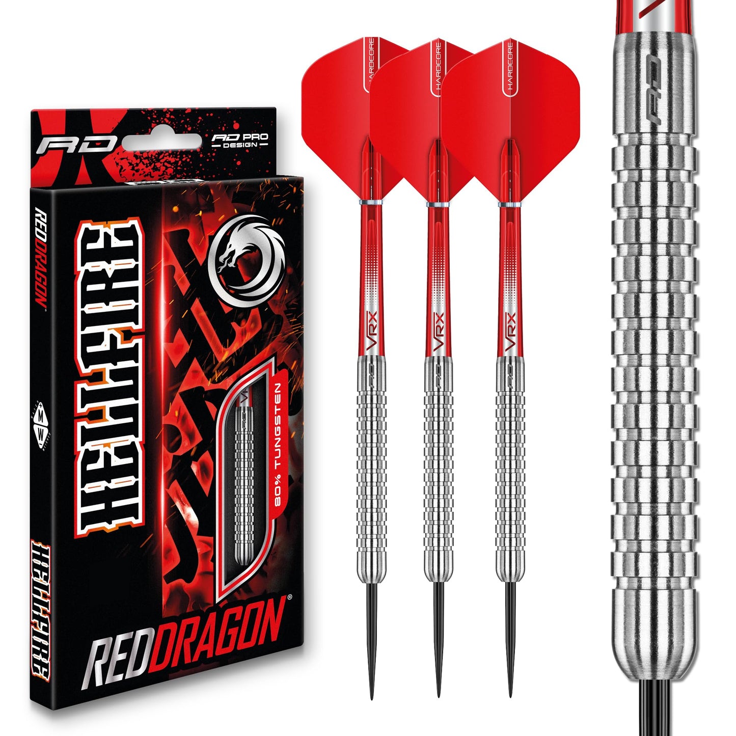 RED DRAGON Hell Fire 22g, 24g or 26g Tungsten Darts Set with Flights and Stems