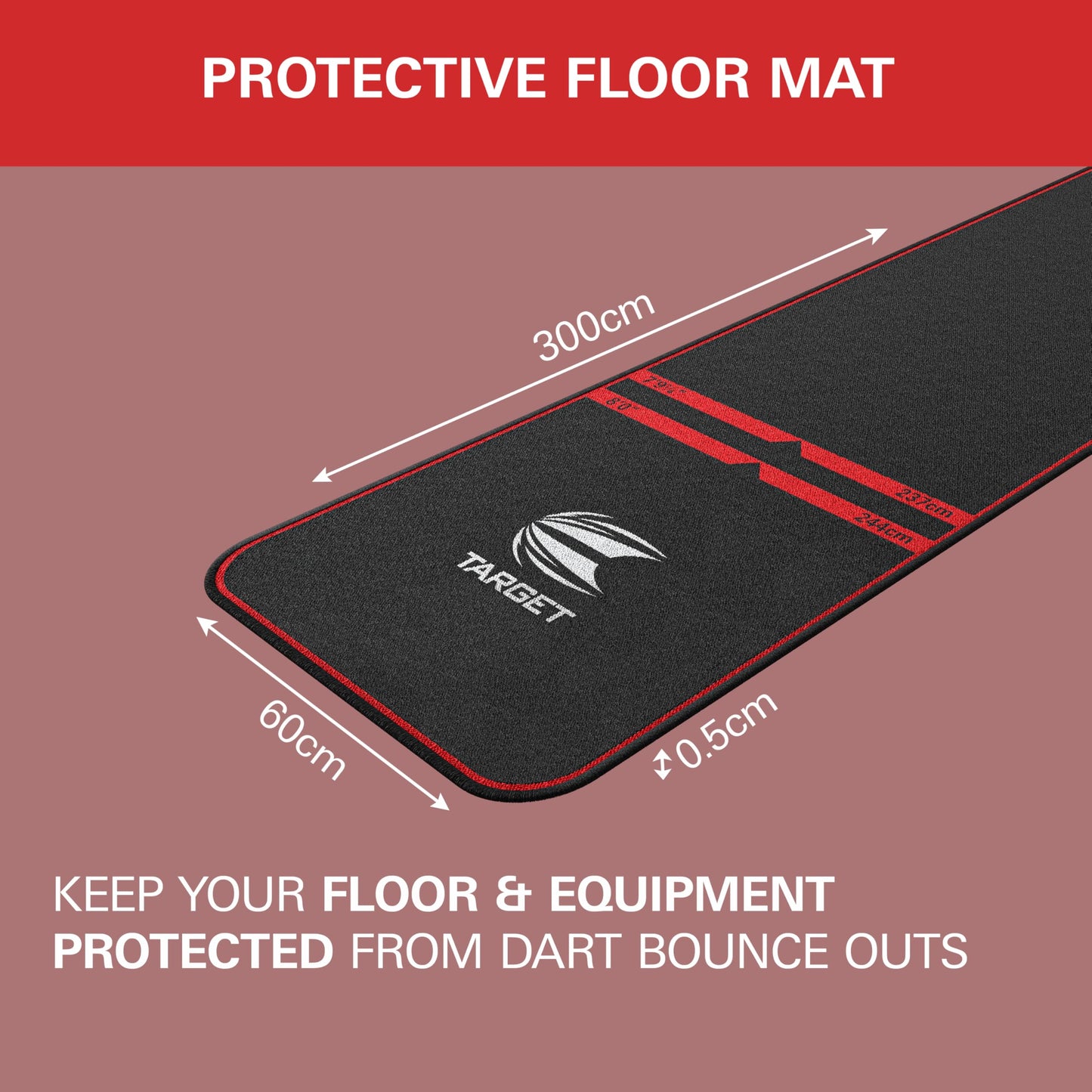 TARGET Darts Dart Mat - World Champions/INK/Mod | Dart Oche Mat with Soft Tip and Steel Tip Throw Line Distances | Non Slip Carpet Mats for Floor and Dart Tips Protection | Darts Accessories UK