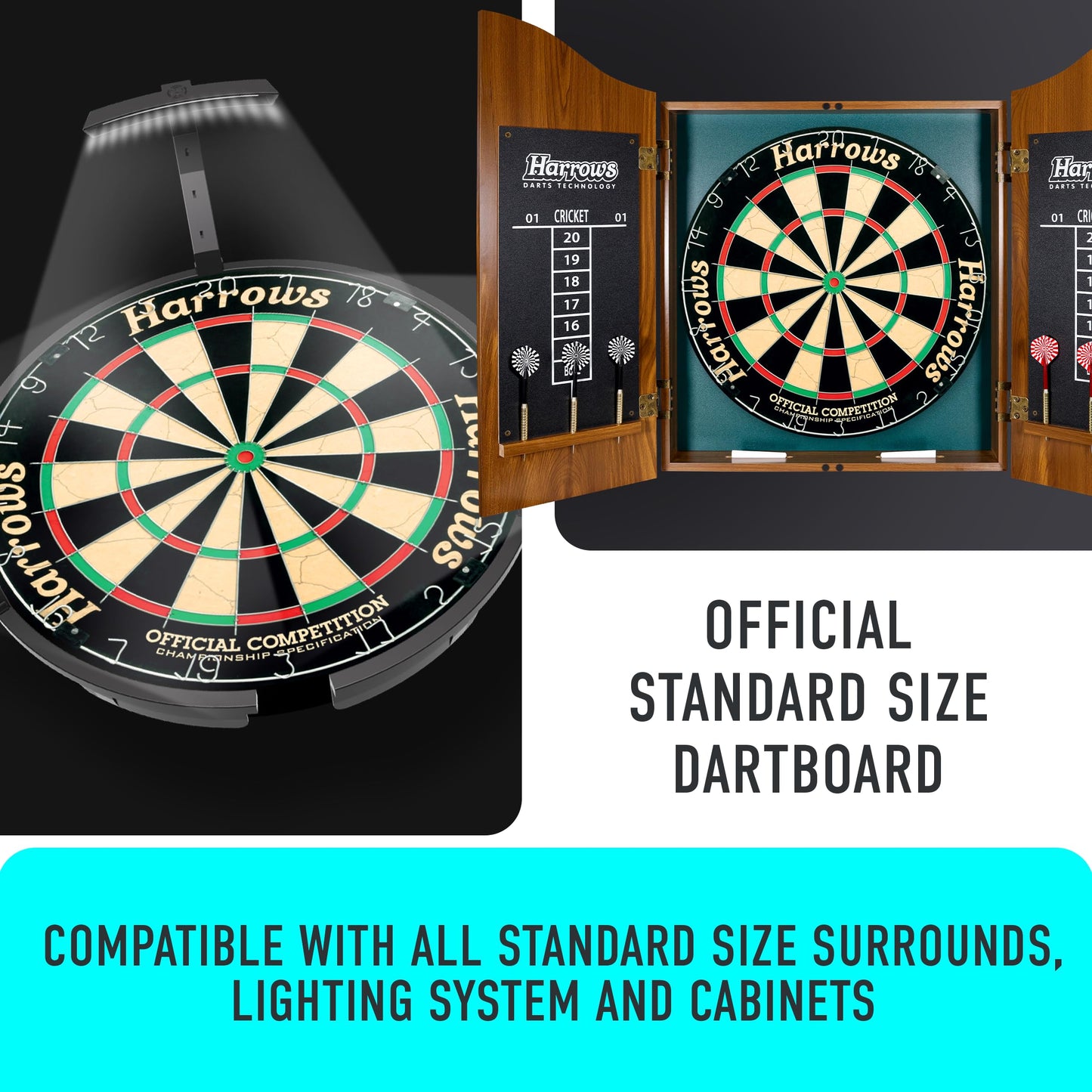 Harrows Dart Boards I Dartboard Official Size I Darts Board with Ultra Thin Knife Wire for Maximum Scoring I Compatible with Dart Board Stand, Dart Board Lighting, Dartboard Cabinet