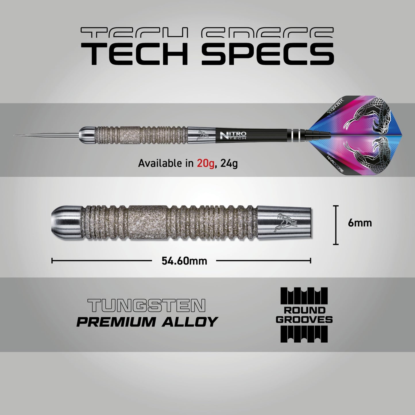 RED DRAGON Peter Wright Snakebite Euro 11 Element: 20g or 24g Tungsten Darts Set with Flights and Stems