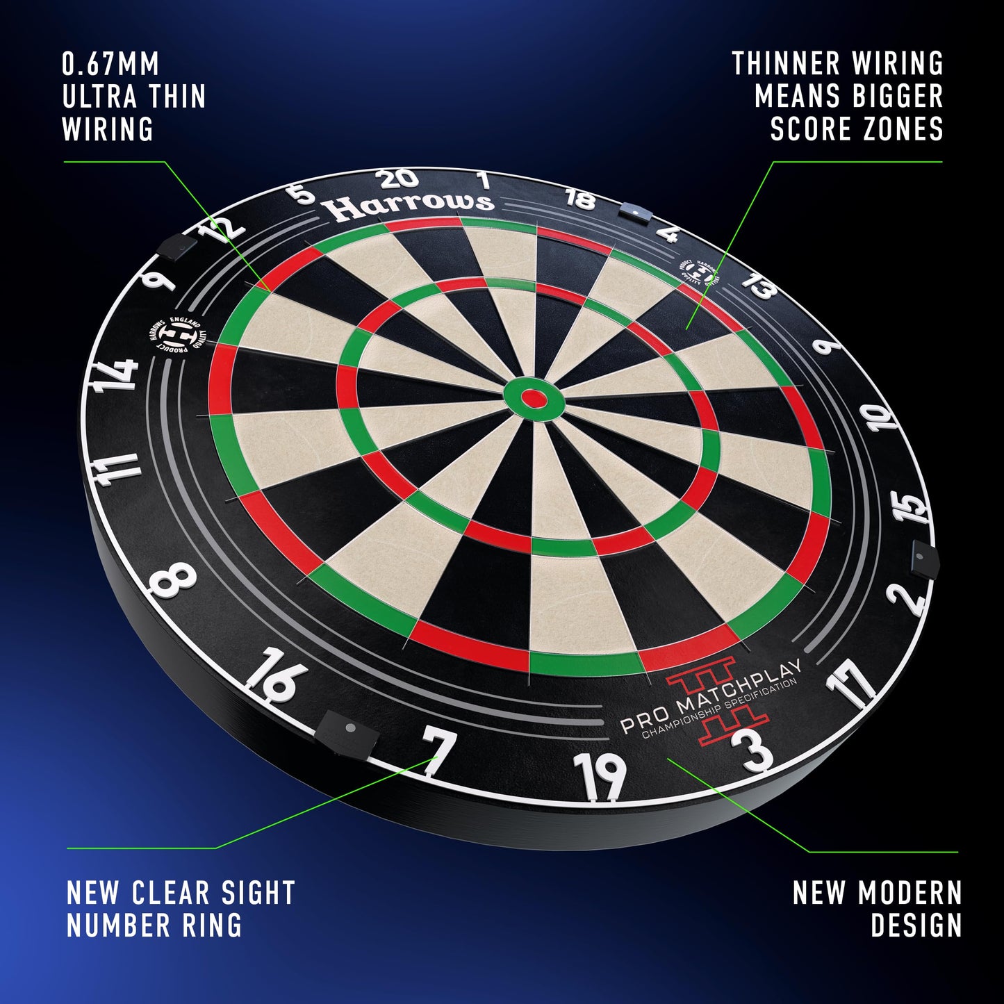 Harrows Dart Boards I Dartboard Official Size I Darts Board with Ultra Thin Knife Wire for Maximum Scoring I Compatible with Dart Board Stand, Dart Board Lighting, Dartboard Cabinet
