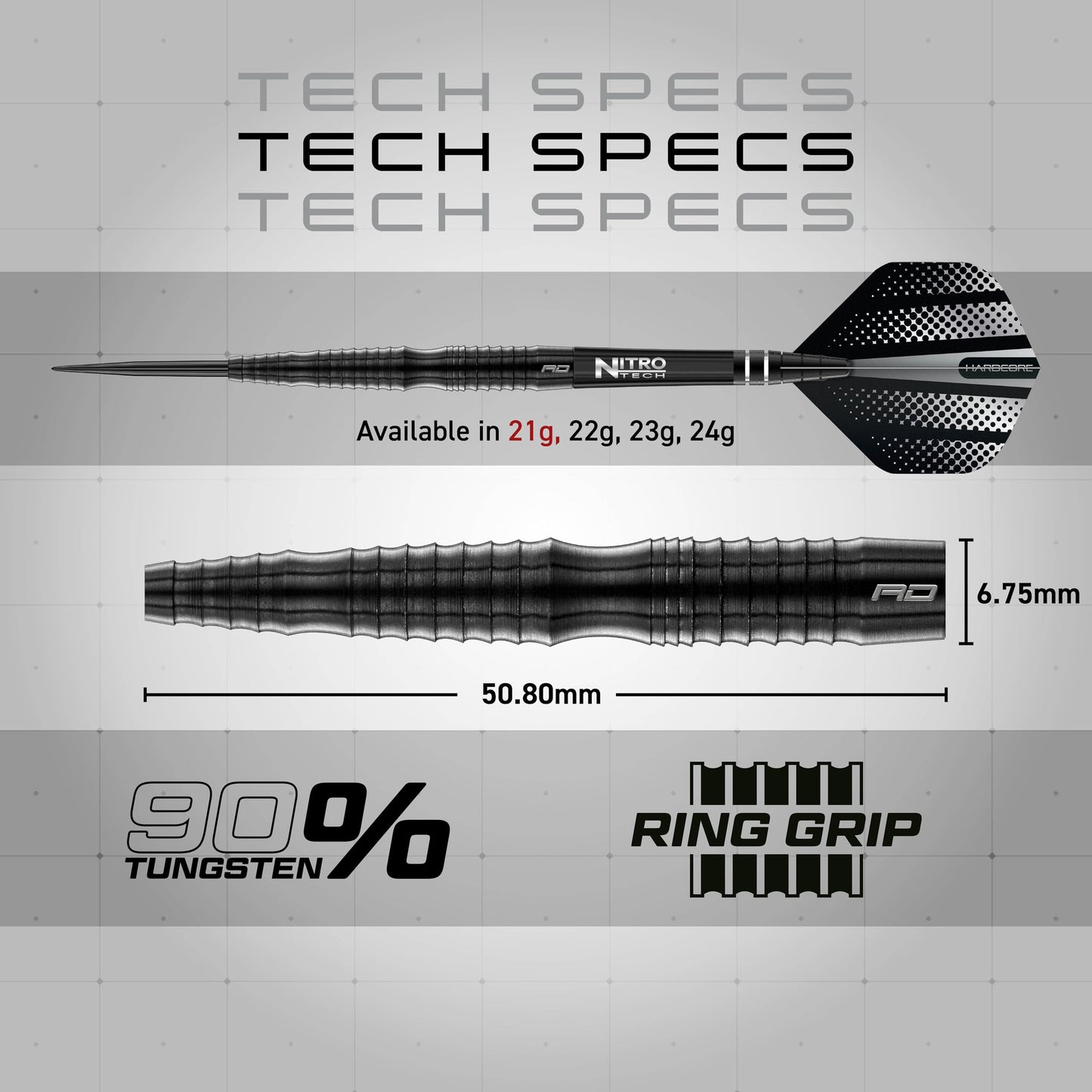 RED DRAGON Razor Edge Extreme Professional Tungsten Darts Set with Flights and Stems