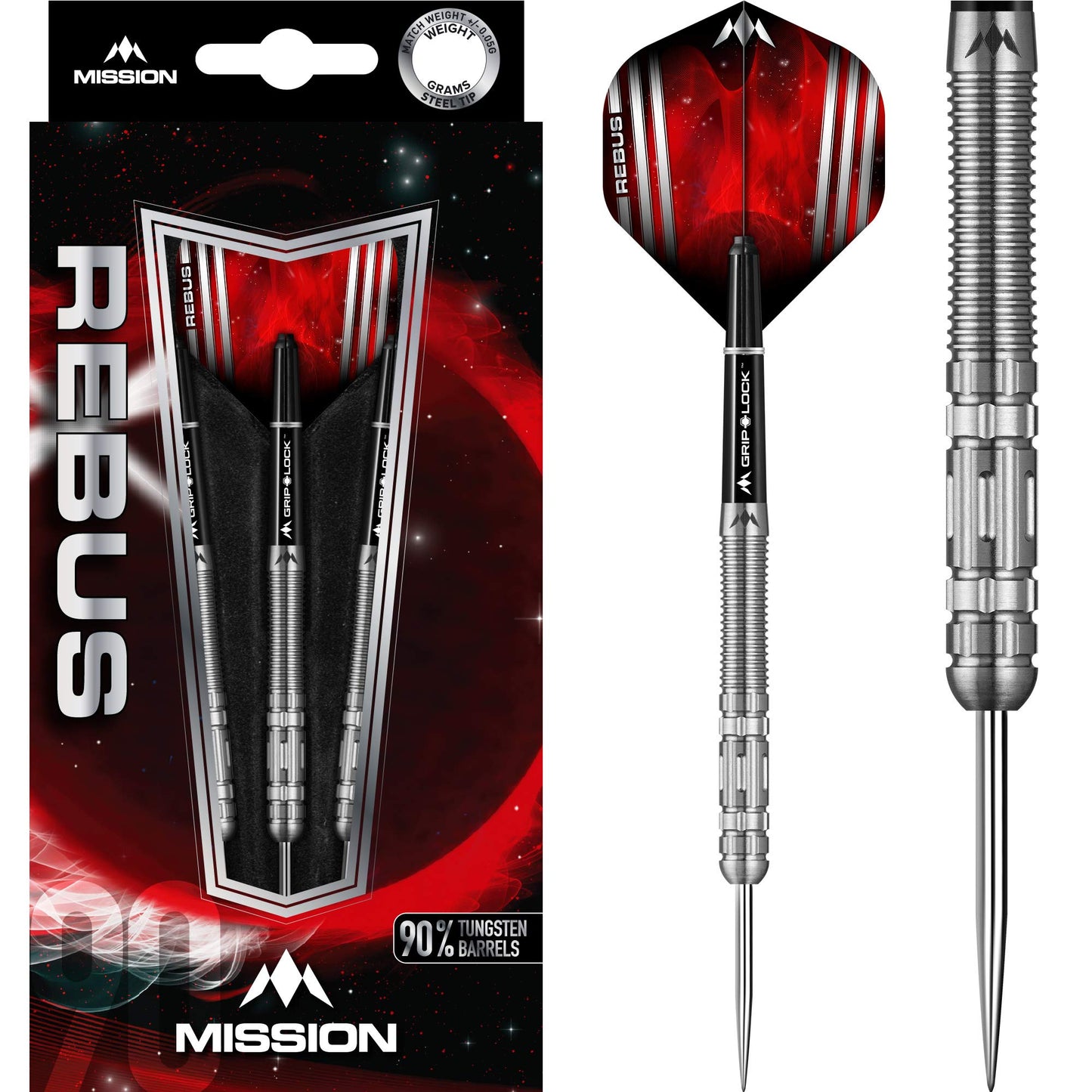 Mission Rebus Steel Tip 90% Tungsten Darts - Multiple Weights and Styles Available