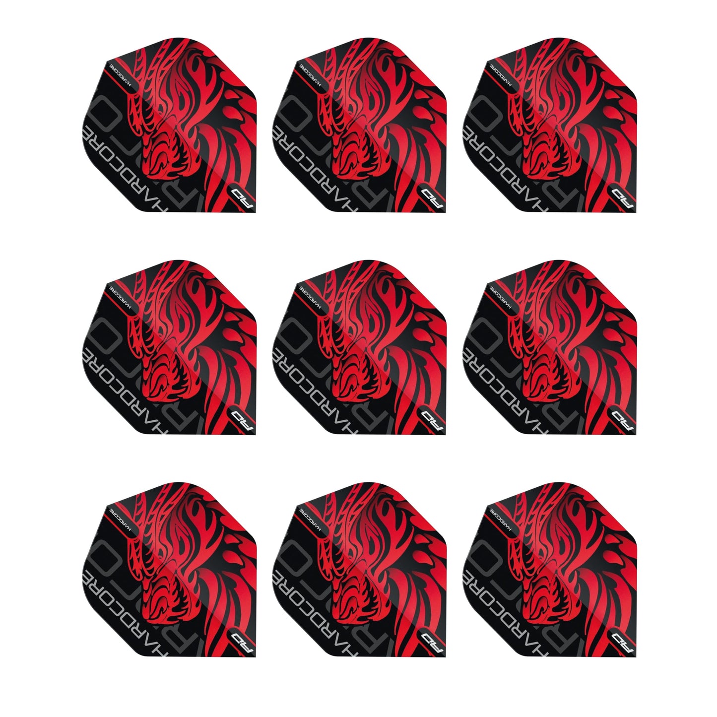 RED DRAGON Hardcore Players Dart Flights - 3 sets Per Pack (9 Dart Flights in total)
