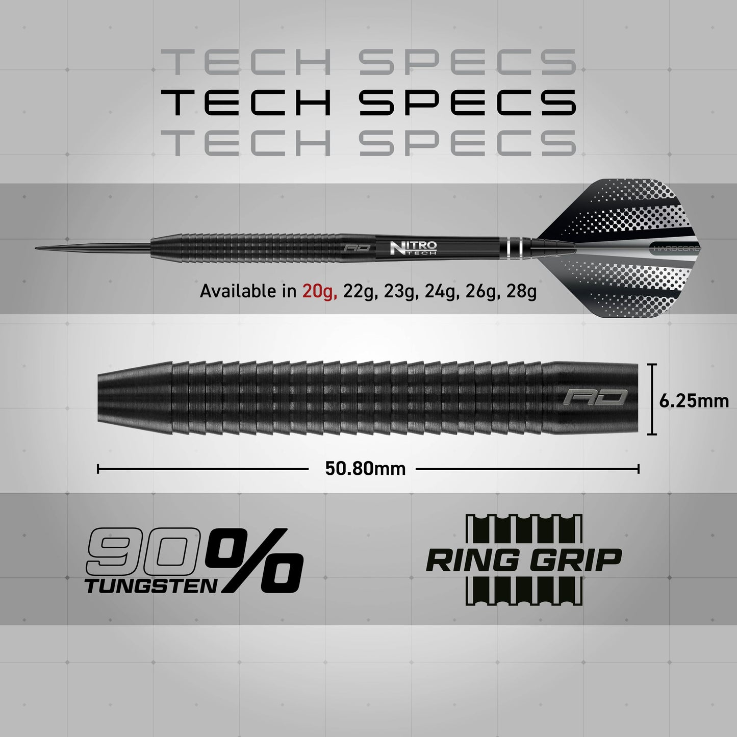 RED DRAGON Razor Edge Black - Tungsten professional steel tip darts set with Dart Flights and Dart Shafts - Available in 20g, 22g, 23g, 24g, 26g, 28g