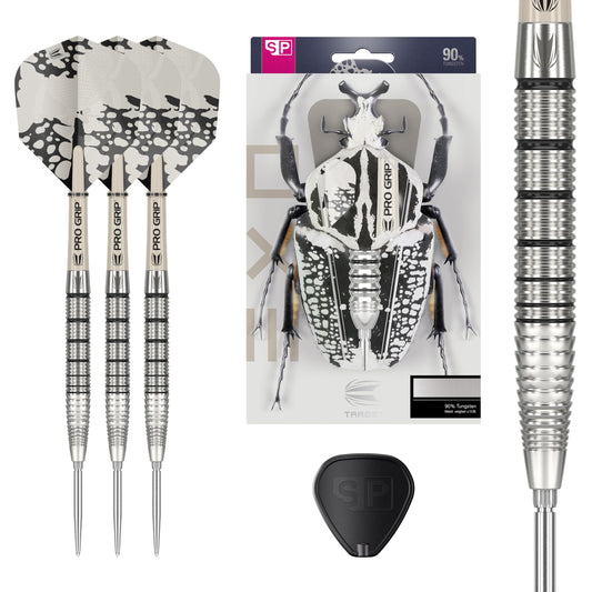 TARGET Darts EXO Edition 90% Tungsten Steel Tip Darts Set – Steel Point Dart Sets, Swiss Point Darts with Pro Grip Shafts and No.6 Flights, SP Tool Included | Professional Dart Sets