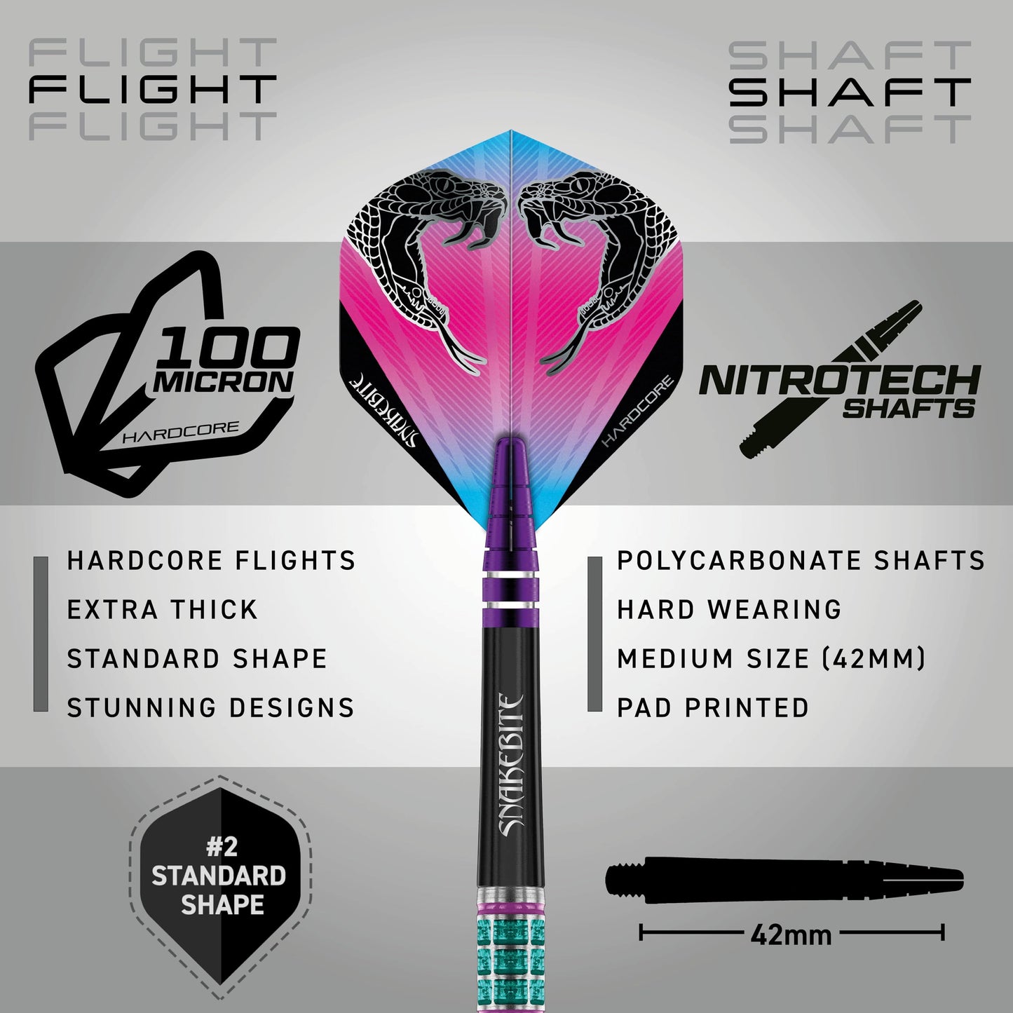 RED DRAGON Peter Wright Snakebite Supa-Venom Premium Tungsten Darts Set with Flights and Stems