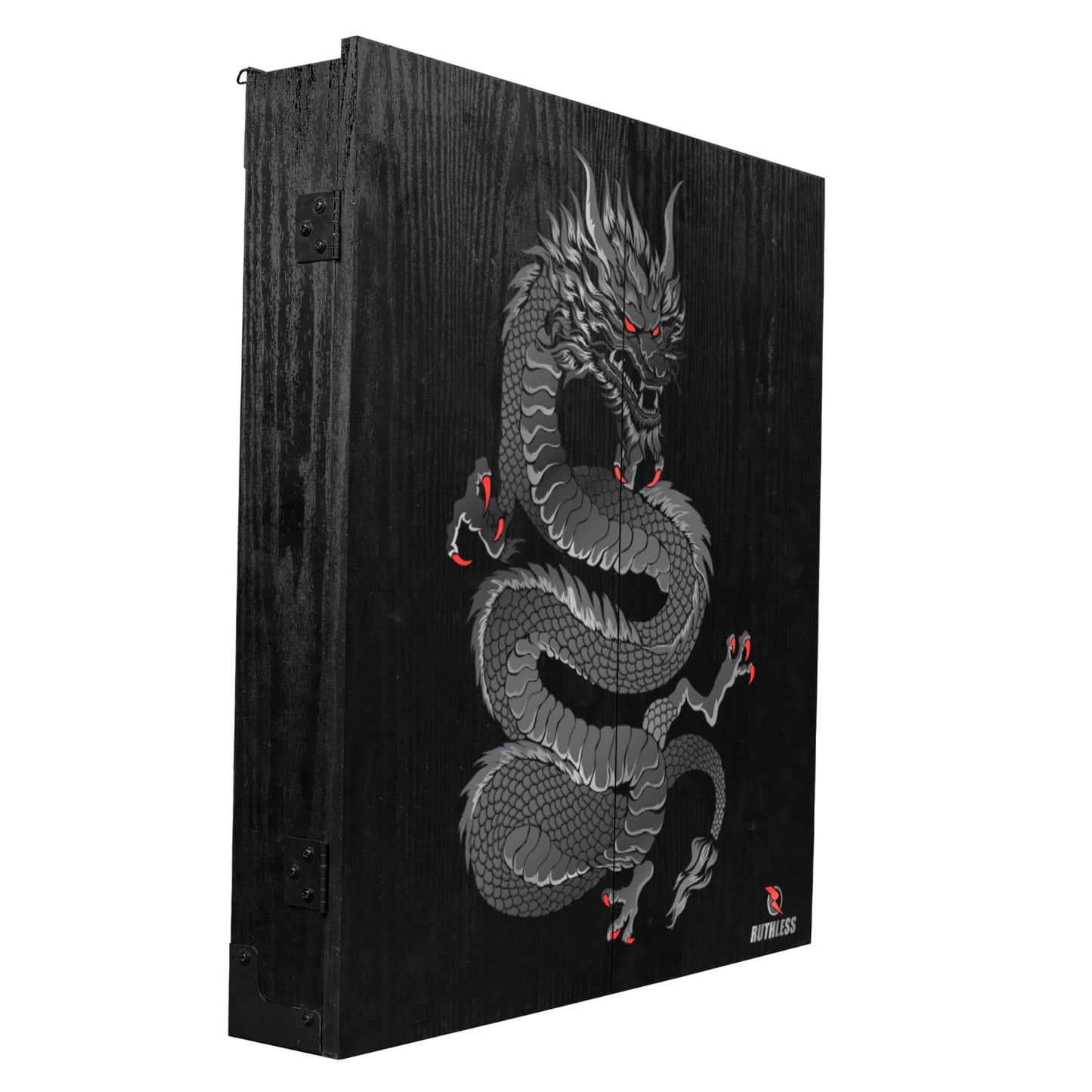 RUTHLESS Dart Board Cabinet | Professional Heavy Duty Square Black Dartboard Storage
