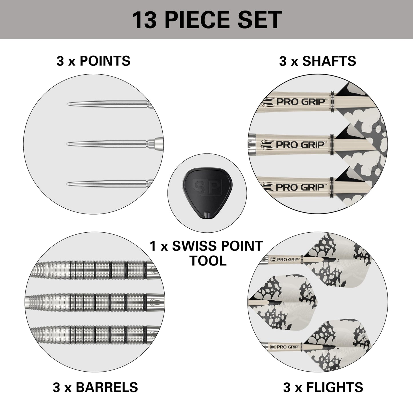 TARGET Darts EXO Edition 90% Tungsten Steel Tip Darts Set – Steel Point Dart Sets, Swiss Point Darts with Pro Grip Shafts and No.6 Flights, SP Tool Included | Professional Dart Sets
