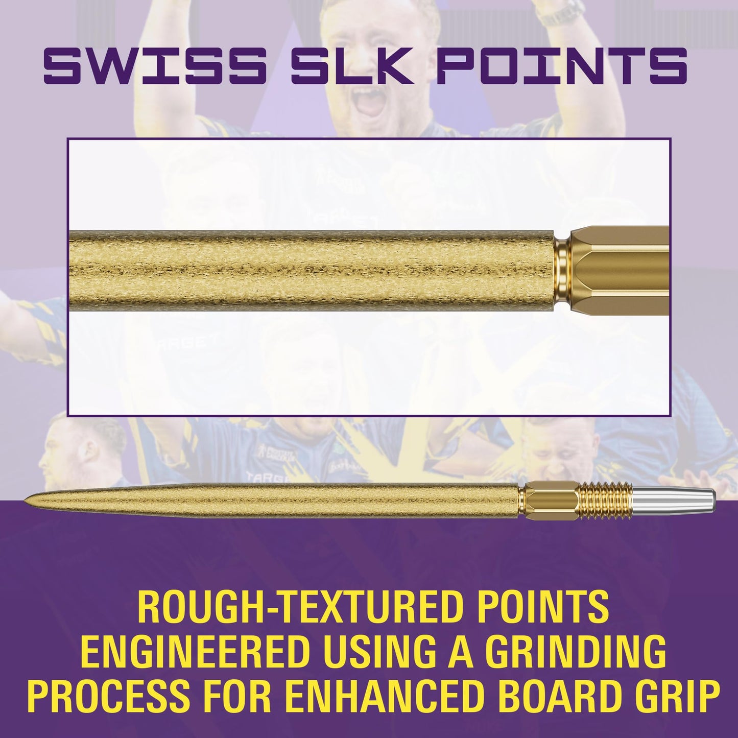TARGET Darts Swiss Point SLK Luke Littler Dart Points (3 Pack Set of Tips) 35MM/42MM – Gold/Silver/Black | Rough Textured Dart Points, Replacement Steel Dart Tips, Professional Dart Accessories