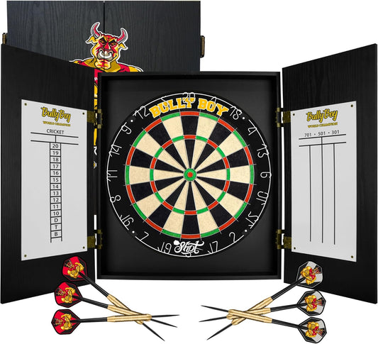 Shot Michael Smith Bully Boy World Champion Dartboard Cabinet Set Home Centre with Steel tip Darts