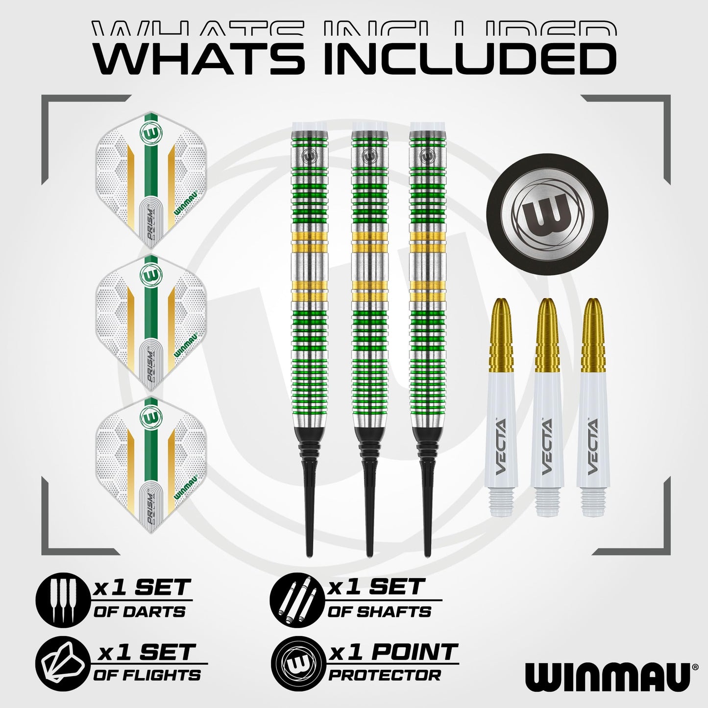 WINMAU Darts Xenon Series 90% Professional Tungsten Darts Set with Dart Flights and Dart Shafts (Stems) - Available weights 18g Soft Tip 23g, 24g and 25g Steel Tip