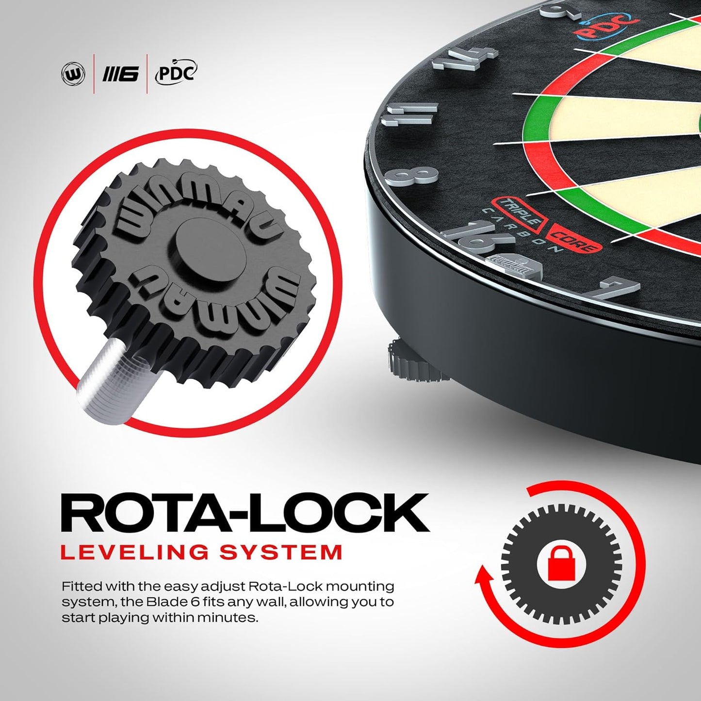 WINMAU Darts Blade 6 Triple Core Carbon Professional PDC Dartboard with Official tournament specifications | Endorsed by the PDC