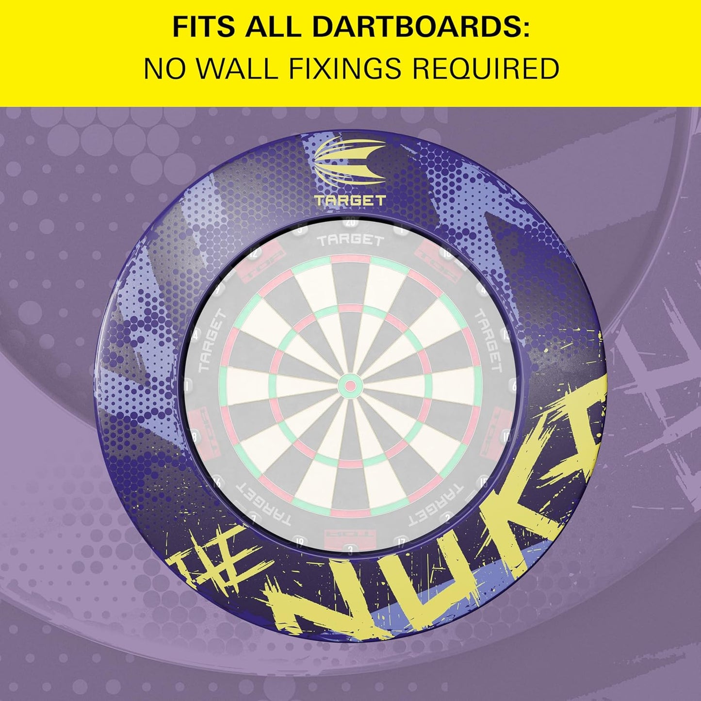 Target Darts Luke Littler Dartboard Surround | The Nuke Dart Board Protector Ring, Compatible with all Steel Tip Dartboards, Purple & Yellow Dart Surrounds, Easy Install Wall Protection Outer Rings