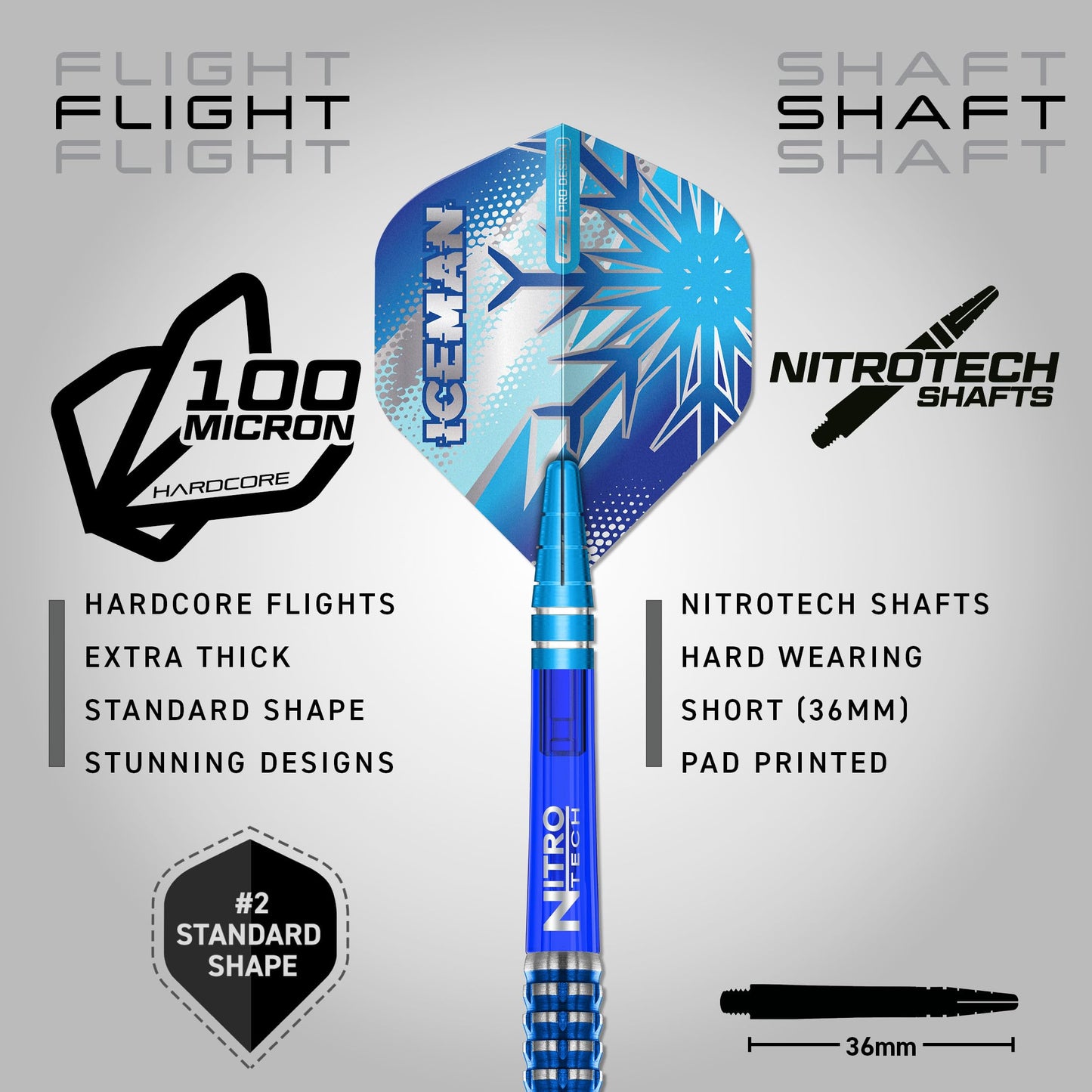 RED DRAGON Darts – Professional Player Gerwyn Price Iceman Glacier Series - 90% Tungsten Darts Set with Dart Flights and Dart Shafts (Stems) - Available in Soft Tip 18g and Steel Tip 22g, 24g & 26g