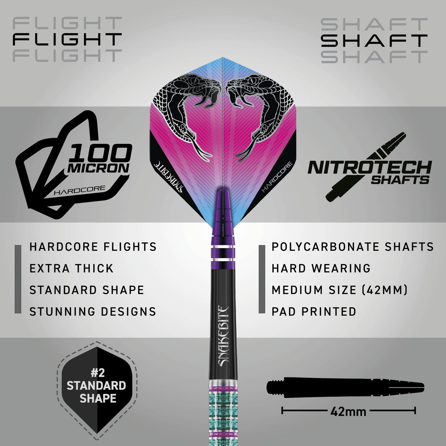 RED DRAGON Peter Wright Snakebite Supa-Venom Premium Tungsten Darts Set with Flights and Stems