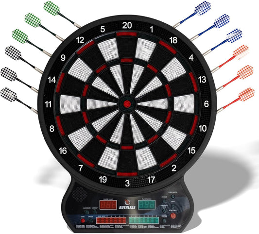 Ruthless - Ruthless R600 Electronic Dartboard - Soft Tip - inc 4 Sets of Darts - 8 players-27 Games