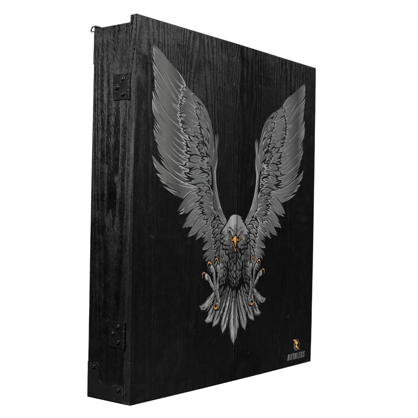 RUTHLESS Dart Board Cabinet | Professional Heavy Duty Square Black Dartboard Storage