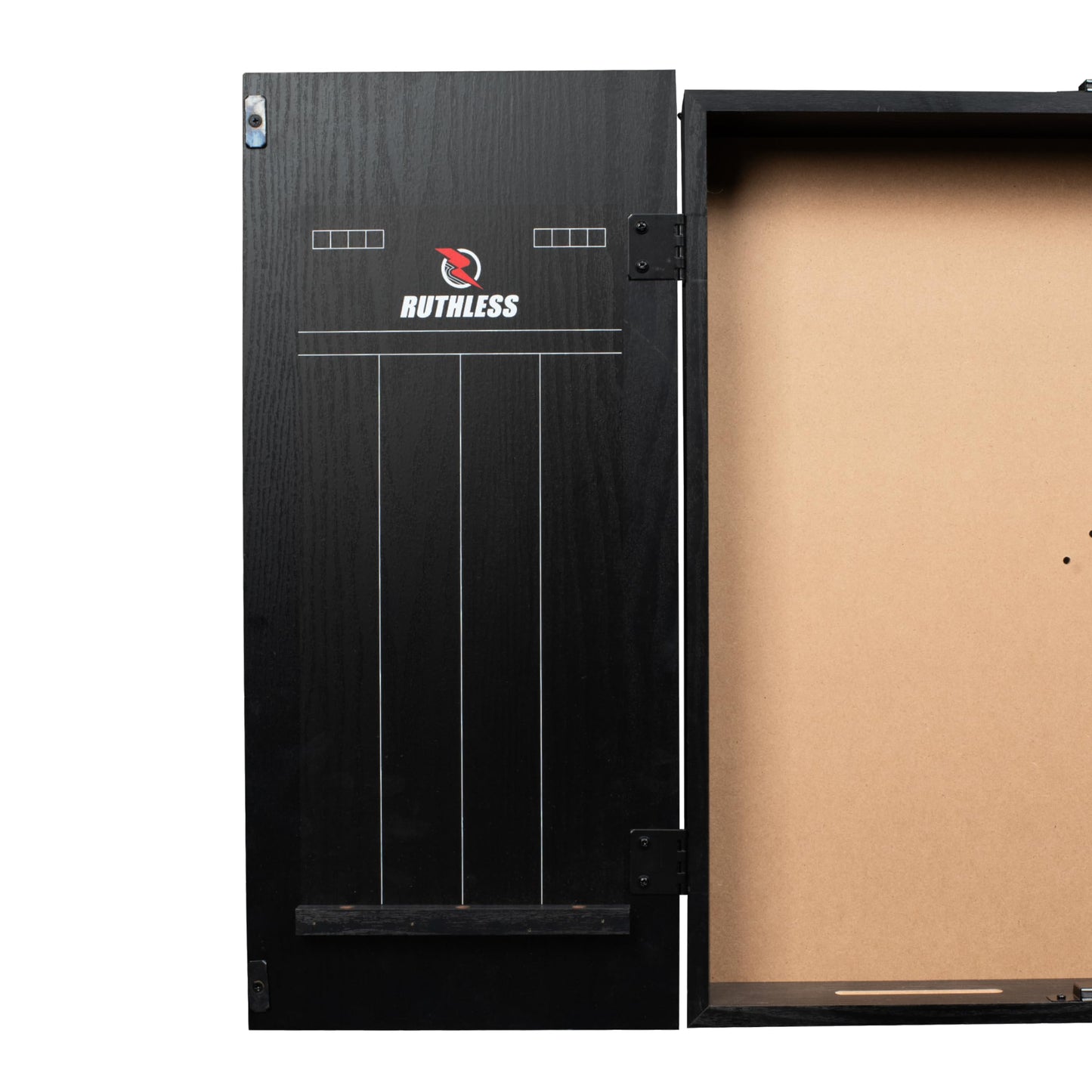 RUTHLESS Dart Board Cabinet | Professional Heavy Duty Square Black Dartboard Storage