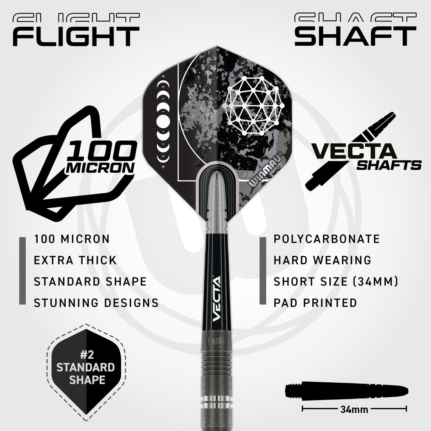 WINMAU Darts Callisto Series 90% Professional Tungsten Steel Tip Darts Set with Dart Flights and Dart Shafts (Stems) - Available in Three Styles - 22g, 23g, 24g, 25g & 26g Dart