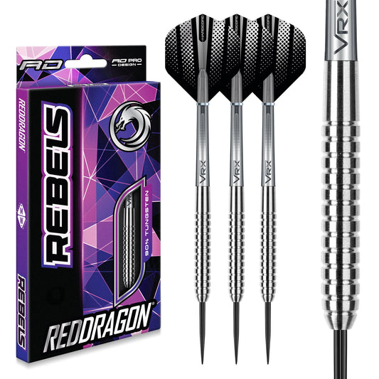 RED DRAGON Rebel 21g, 23g, 24g, 25g or 26g Tungsten Darts Set with Flights and Stems