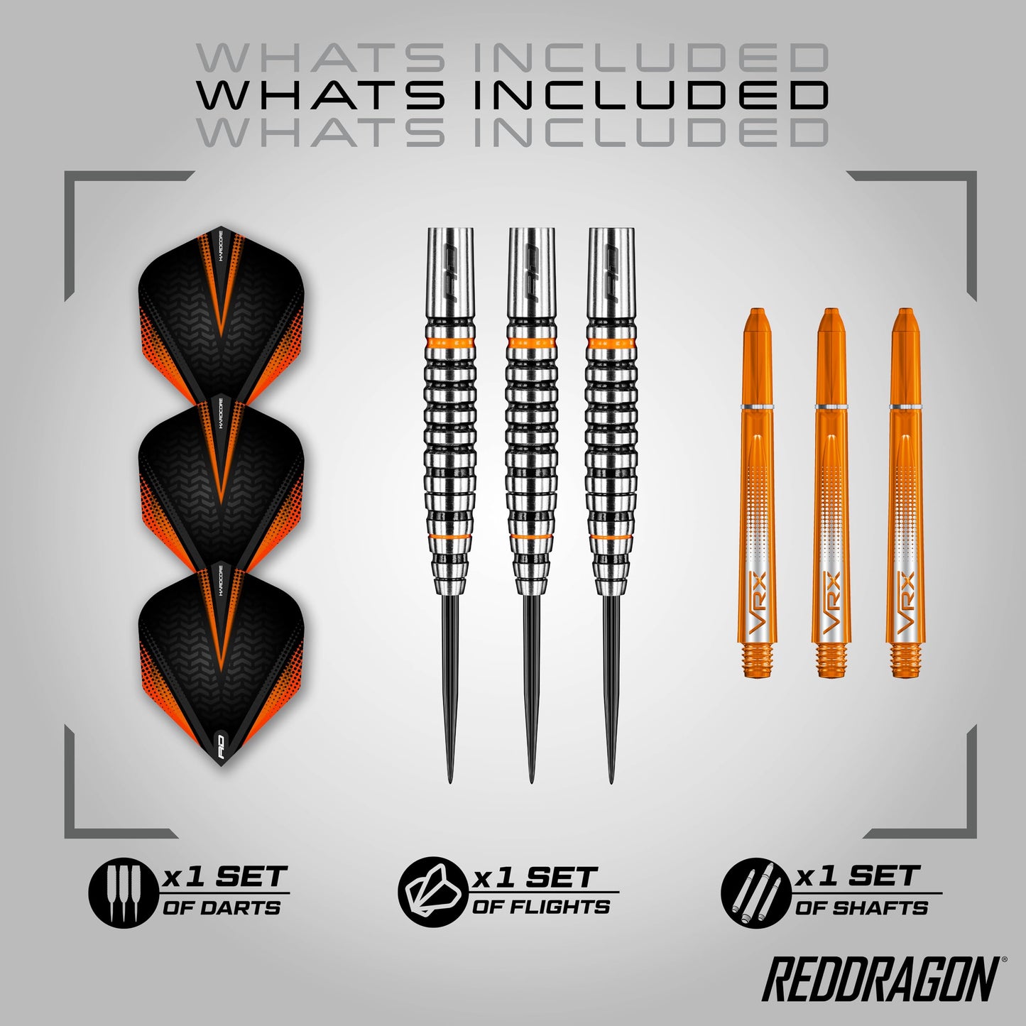 RED DRAGON Amberjack Tungsten Darts Set with Darts Flights & Dart Stems (Shafts) – Professional 90% Tungsten Premium Darts Set – Available in 22g, 23g, 24g, 25g, 26g, 27g, 28g, 30g