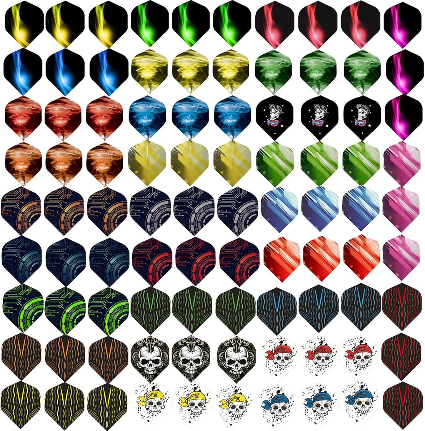 WLHGH Dart Flights, 6 Styles 30 Sets 90 Pieces PET Standard Accessories for Darts, Perfect Equipment for Soft/Steel Tip Darts Games (6 Styles 30 Sets 90 Pieces)