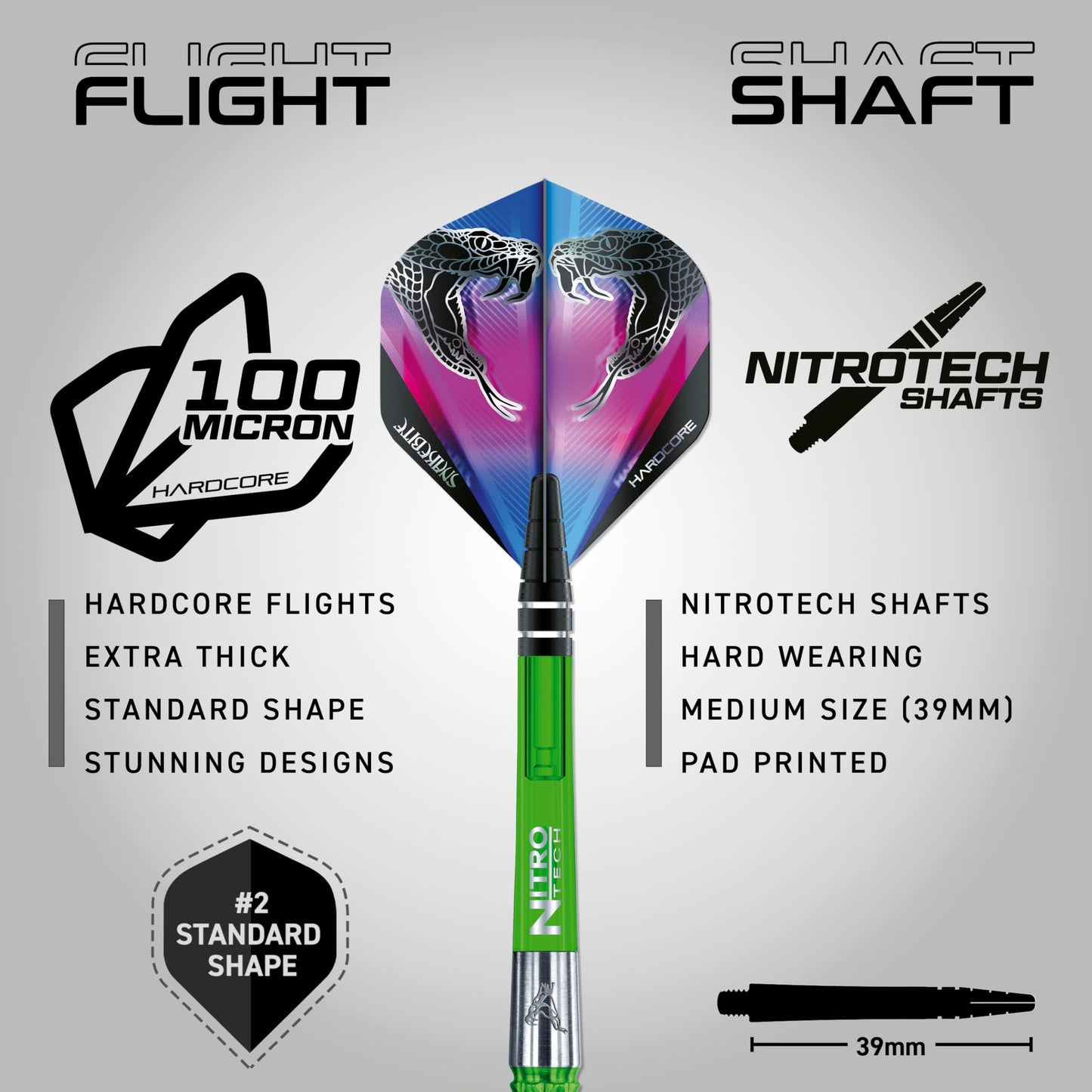 RED DRAGON Peter Wright Snakebite Mamba: 22g or 24g Tungsten Darts Set with Flights and Stems