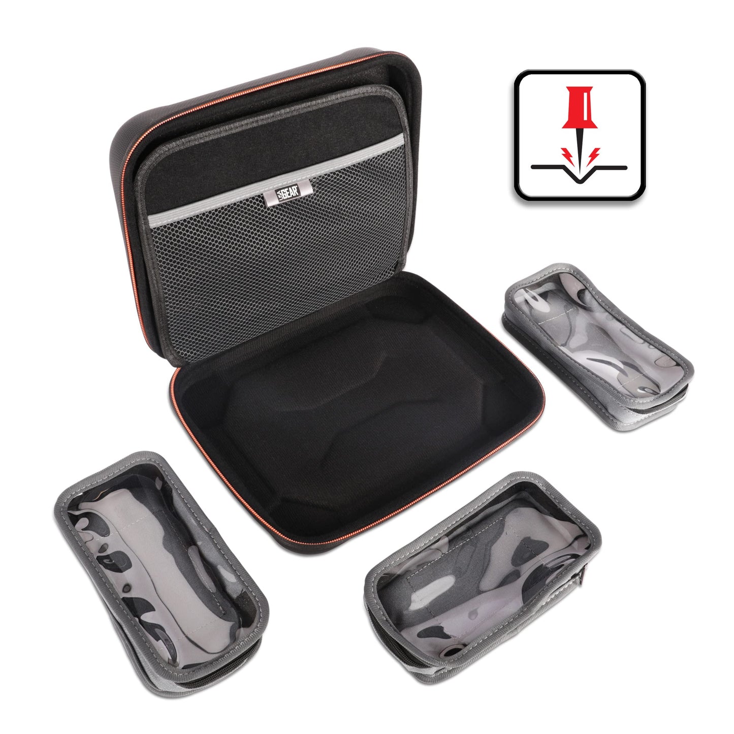 USA Gear XL Semi Hard Shell Dart Case - Storage Protective Case for 15 Piece Dart Set, Tips, Flights and Shafts, and More Accessories - Locking Foam Design for Soft and Steel Tips - Black