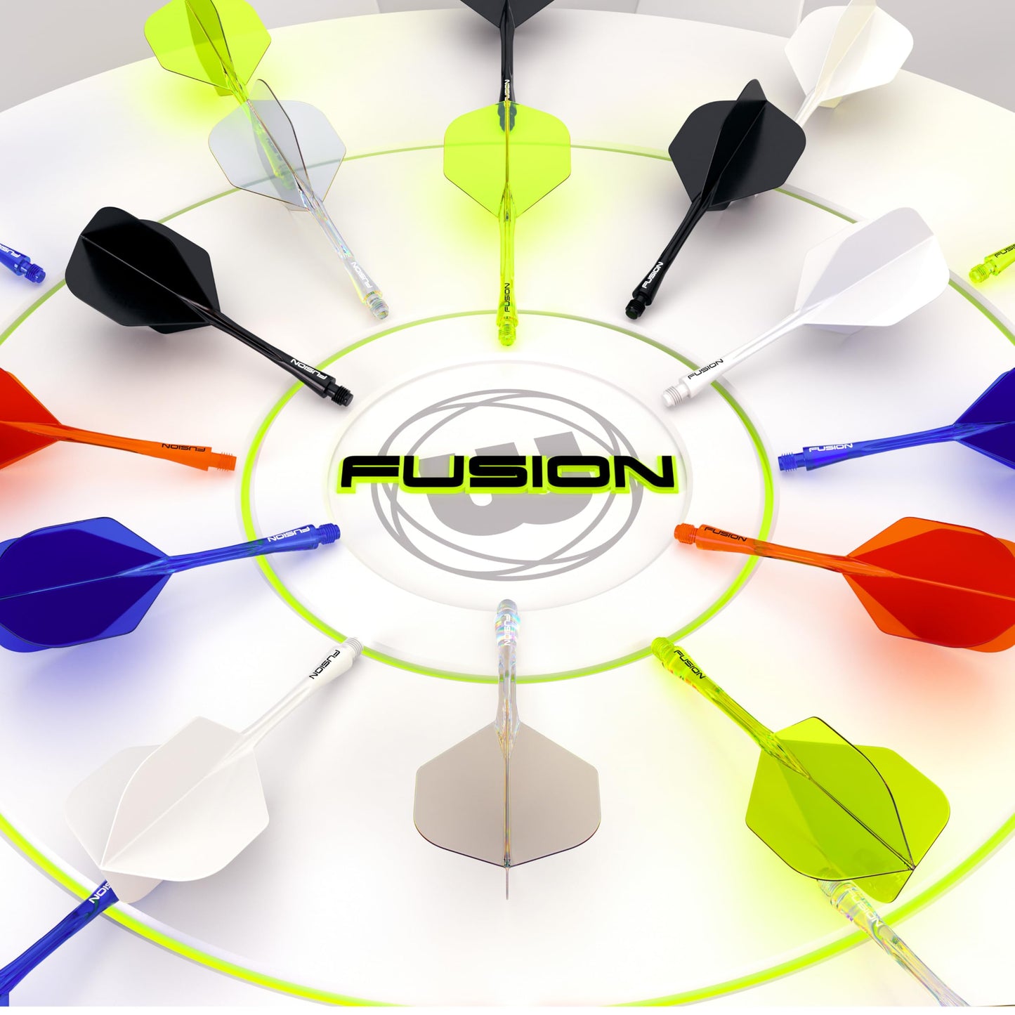 WINMAU Fusion Intergrated Dart Flight and Shaft System - 1 set per pack (3 flights and shafts in total)