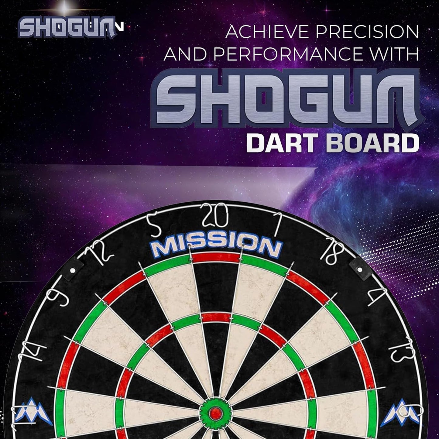 Mission Darts Shogun Dart Board Set | Endurance Round Wire Sisal Dartboard Set Including 2 sets of Steel Tip Darts